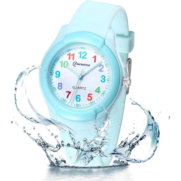 Kids Watch, Waterproof Learning Time Watch Easy to Read Kids Watch, Bl