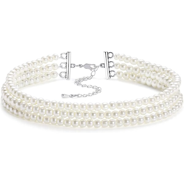 Rundt imitert perle choker halskjede Multi Strands Choker 20s Flapper