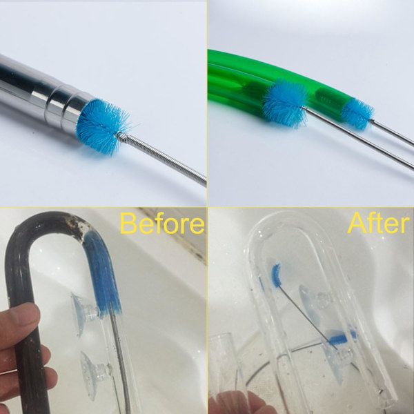 Akvariefilterborste Set, Flexibla Dubbeländade Borst Slangrör Cl