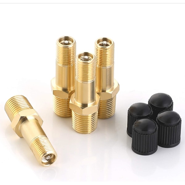 Lufttankventil 1/8\" NPT, 4-pack mässingsfyllningsventil med lock, för användning med tryckluftstank