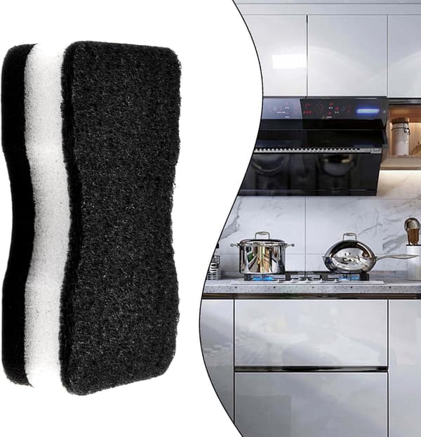 5-pack svarta skursvampar för kök, diskho, disk