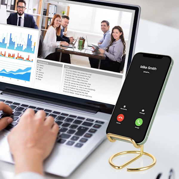 Mobiltelefonholder til Skrivebord, Sød Metal Guld Mobiltelefonholder Skrivebordstilbehør, Kompatibel med Alle Mobiltelefoner