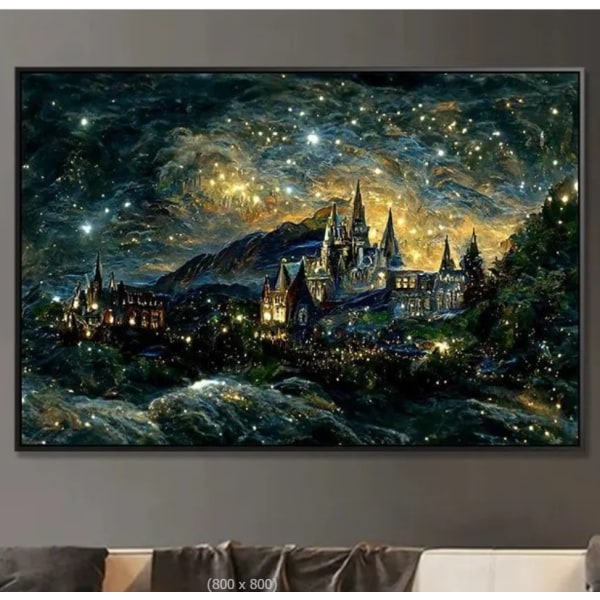 Diamond Painting Kit, 30x40cm Hogwarts Natt