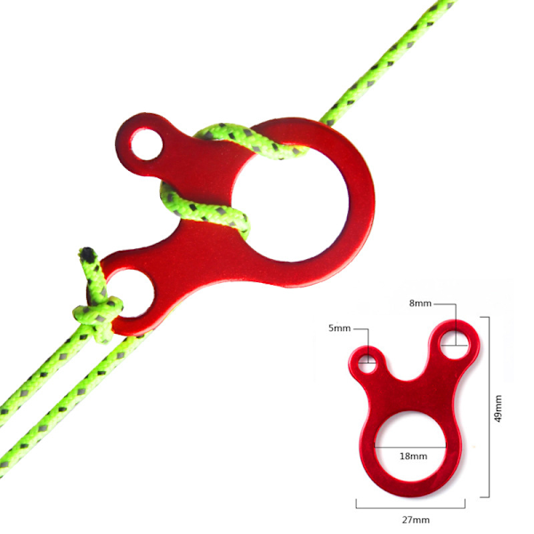 Repspännare, 12 stycken, Aluminiumlegering, Röd, för Tält, Camping, Vandring
