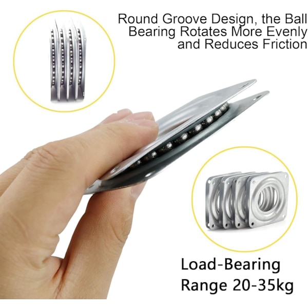 Tum Storlek Fyrkantig Roterande Platt, 360 Grader, Kullagerrotation, Galvaniserad Metall, Tyst Vridplatta, Optimal Flexibilitet för Displayställ, Comp
