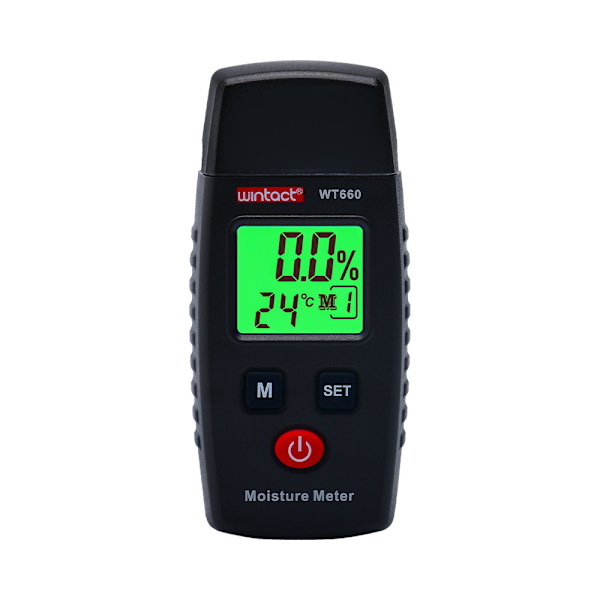 Fuktmätare, LCD-display Fuktdetektor med Grön Bakgrundsbelysning, Stift med 5 Lägen, Mögeldetektor för Trä och Byggmaterial (Batteri Ingår Ej)