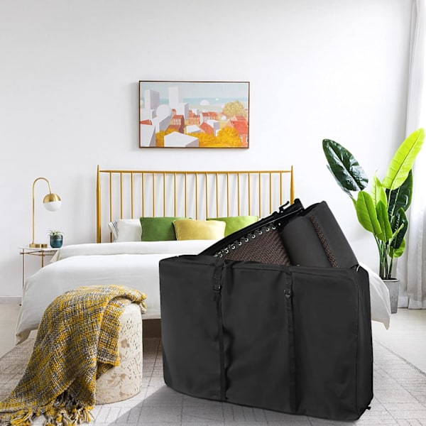 420D Polyester Stoff Stor Oppbevaringsveske for Utendørs Stol, Svart, 42 x 9 x 28 tommer, for Null Gravitasjon, Lenestol, Camping, Strand