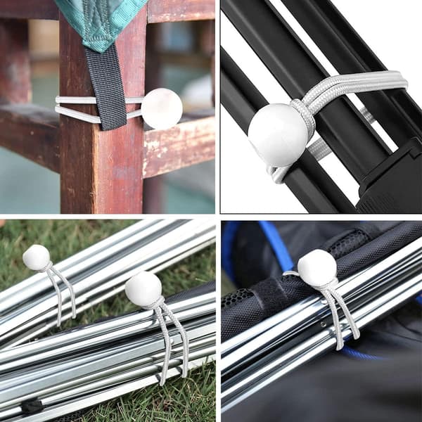Presenningsträckare, 30 stycken Elastisk Presenningsträckare för Elastiska Krokar med Plastkula, Tältgummistroppar för Presenningar, Vit Elastisk Snodd