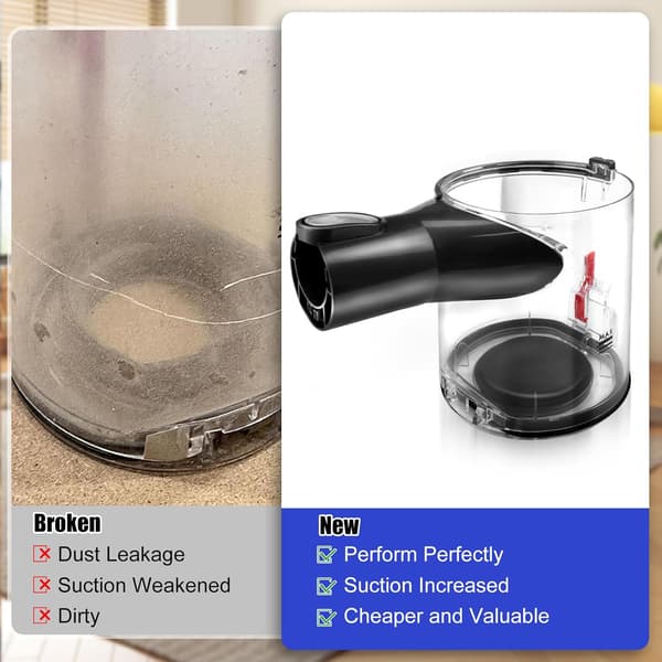 Støvbeholder kompatibel med Dyson V6, DC58, DC61, DC59, DC62 med opsamlingsbeholder, egnet til B-port interface