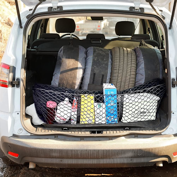 3-lags lastnet bagagerumsarrangør, kraftigt lastnet til SUV, biler, ladvogn, 110 x 30 cm