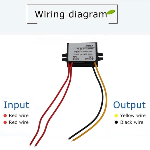 AC 12V til DC 12V 5A 60W Step Down Konverter, 10-28V Input AC-DC Step-Down Strømforsyningsmodul, Vandtæt Spændingsregulator Reducer