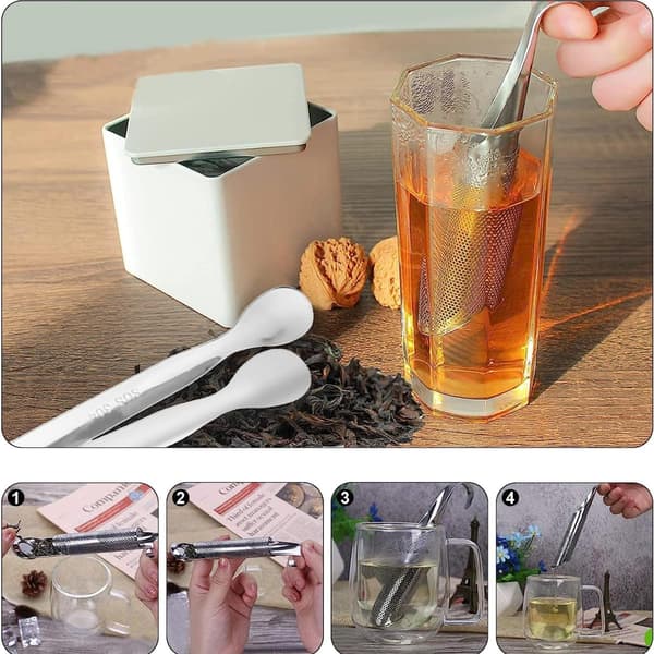 Te-diffuser i rustfritt stål, 2 stk. te-kule 304 te-infuser i rustfritt stål, gjenbrukbar te-sil, te-filter i rustfritt stål, finmasket te-pipe S