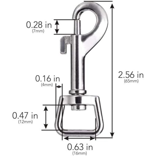 10 stk Swivel snap Hooks sølv