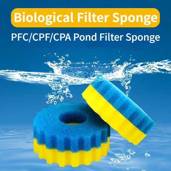 CPF-10000 Damfilter Skum - Biologisk Filter Skum, Erstatningsfilter Svamp, Dobbel Tetthet med 3 Gule Fine Svamper og 2 Blå Grove Svamper (Ø