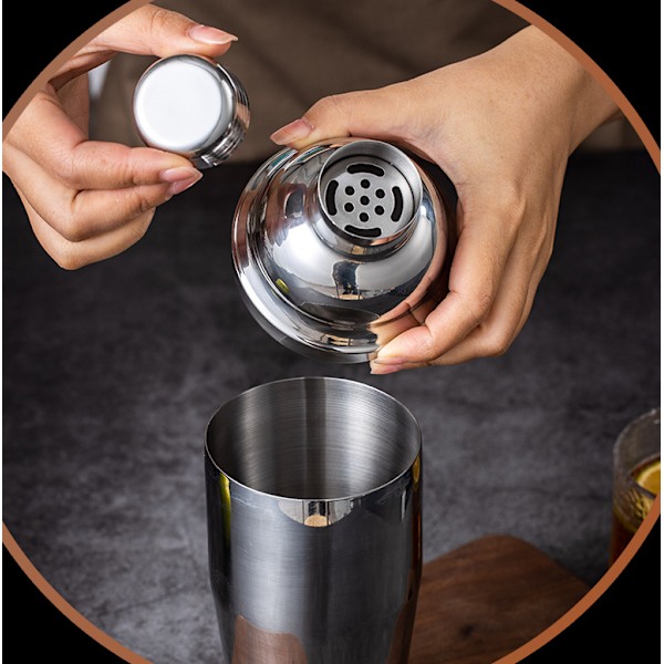 Cocktail Shaker Set - Ruostumaton teräs hopea 6 osaa
