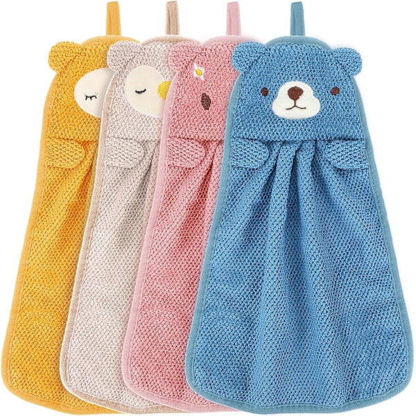 Pieces Barnhanddukar Söta Djurhanddukar Mikrofiber Snabbtorkande Absorberande Handdukar med Hängögla för Kök och Badrum