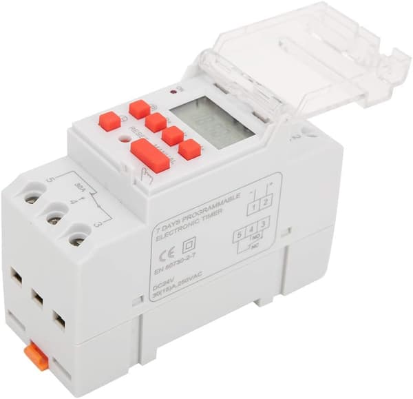 DC 24V Timer, 30A Ukentlig 12/24 Timer, Programmerbar Timer, 16 På/Av Per Dag, LCD Elektronisk Digital Kontroll, Tidsrelé med Vanntett Deksel