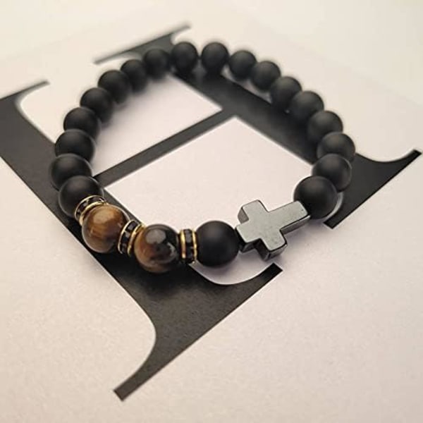Korsarmband för män Tiger Eye katolskt rosenkransarmband för män pojkar