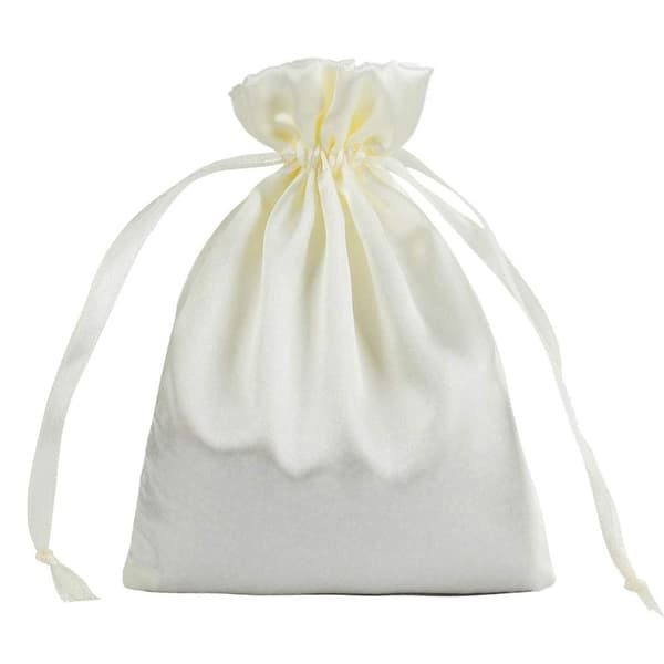 100-pack 9 x 12 cm beige satängpresentpåsar, smyckespåsar, dragsnöre