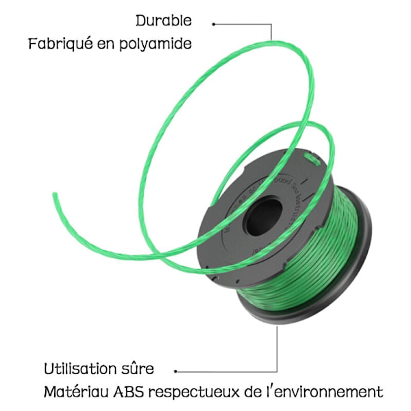 Sæt med 4 grønne linespoler til Black & Decker GL7033 GL8033 GL9035 A6482 buskrydder (4 spoler med line + 1 spolecover)