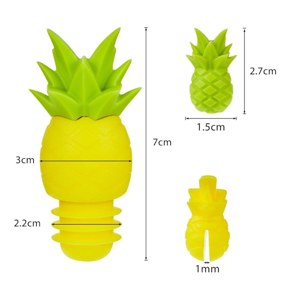4 stk. Vinpropper til vinflasker - Ananas Vinprop Vinflaskehætter Genanvendelig Vinflaskeprop