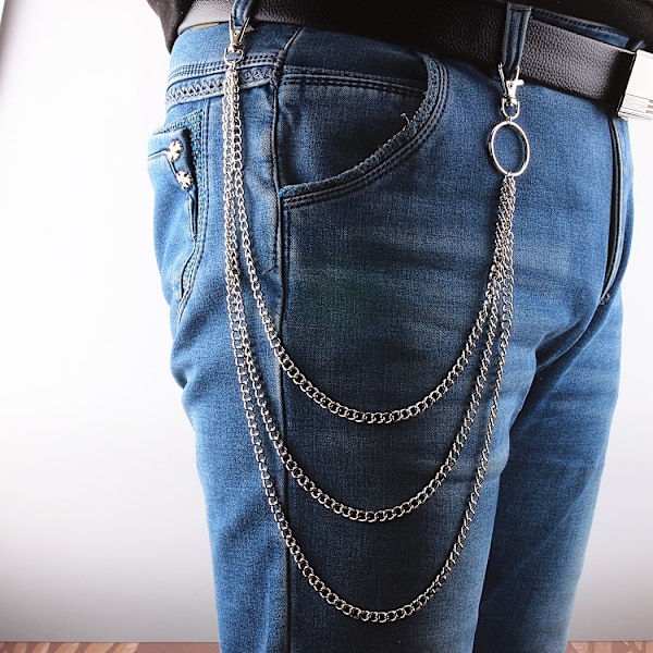 3 Stykker Jeans Kæder Pung Lomme Bælte Hip Hop Bukser Kæde Biker Bukser Tilbehør Smykke Gave til Mænd Kvinder