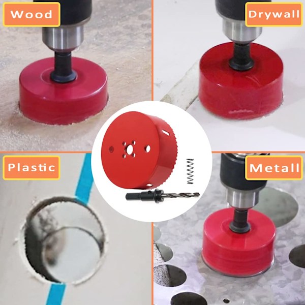 HSS M42 Bi-metal hulsav 100 mm - med adapter og pilotbor - ideel til træ, plast, gipsvæg, krydsfiner og metaller - skæredybde op til 32 mm