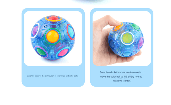 Mini legetøj fidget bold, sfærisk Rubiks terning regnbue bold terning puslespil