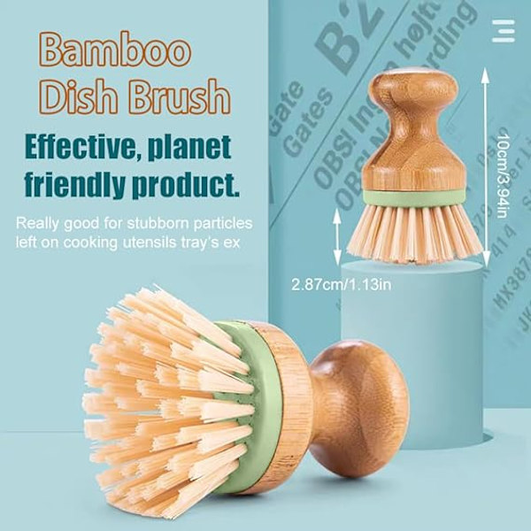 Diskborste i bambu, skrubb, träborste - Diskborste i bambu, borste kompatibel med diskar
