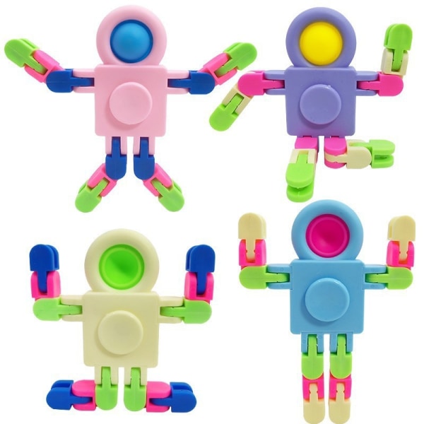 4-pack nya fidgetsensoriska leksaker för barn, transformerbar kedjepoprobot