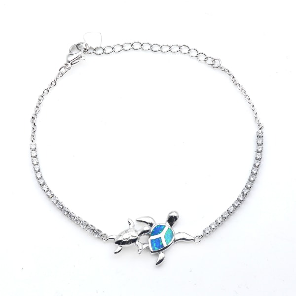 Blue Opal Sea Turtle Ankel Armband/Halsband Anklet Fine Jewelry för W