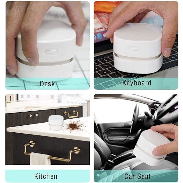 Mini sladdlös bordsdammsugare USB-laddningsbar, skrivbordsdammsugare, sopmaskin handhållna dammsugare, bordsdamm, för bordsbordskudde bil Ke
