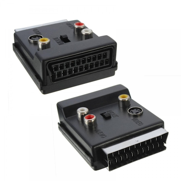 21-stifts Scart till 3 Rca S-video Audio Video Adapterkabel med In/ut-knapp