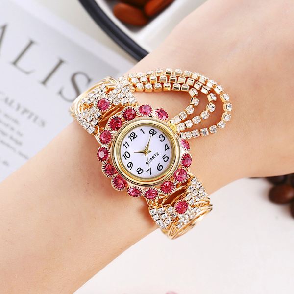 Damklocka med diamant, temperament, kvarts, mode, legering, armband