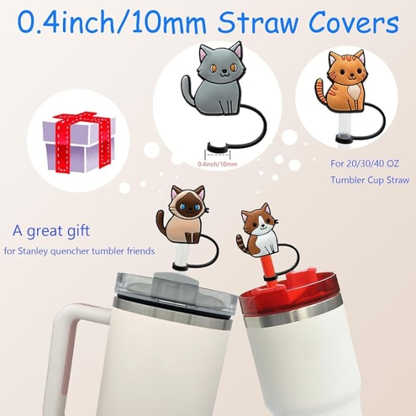 6Pcs Silicone Straw Cover, Reusable Straw Toppers Drinking Straw Cover