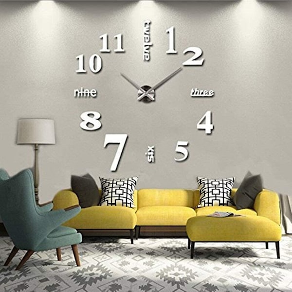 Rammeløs 3d Moderne Klokke Stor Diy Veggklokke 3d Klokker Timer Diy Hjem De