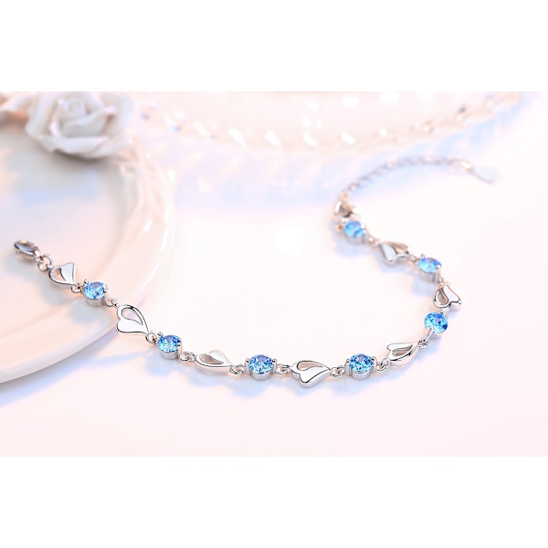 925 Sterling Sølv Zirkon Elskere Hjerteformede Armbånd Krystaller for