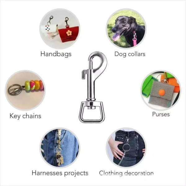 10 stk Swivel snap Hooks sølv