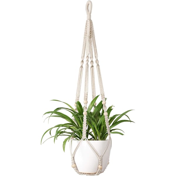 Växthängare Inomhus Hängande Planteringskorg för Inomhus Utomhus Boho Heminredning 89 cm, Elfenben, Set med 1 (KRUKOR INGÅR EJ)