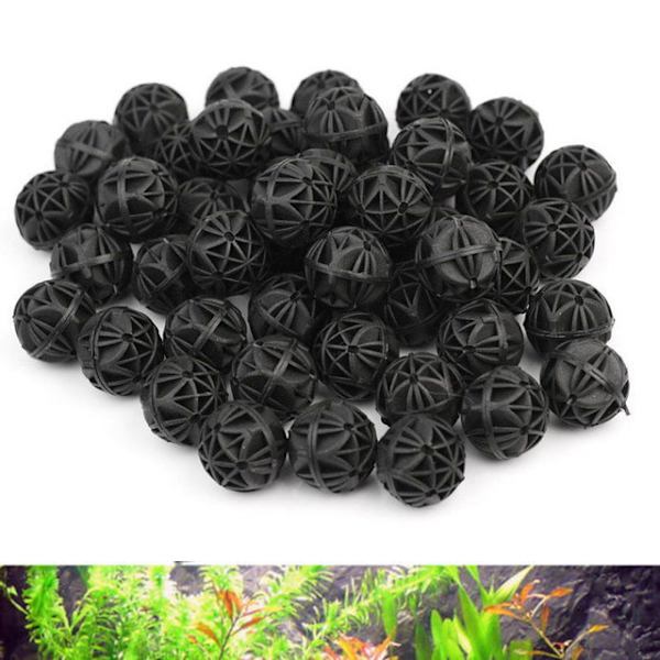 90 stk. Akvariefisketankfilter 16 mm Biobolde Bio-bolde kompatibel filtreringsrensning (sort)
