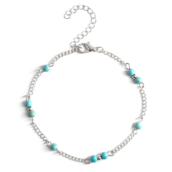 Boho Turkis Anklets Sølv Perle Anklet Armbånd Strand Tilbehør