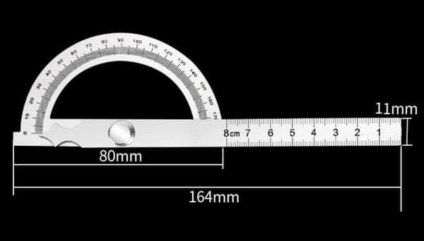 Vinkelmåler, 0-180 grader rustfrit stål vinkelmåler goniometer geom