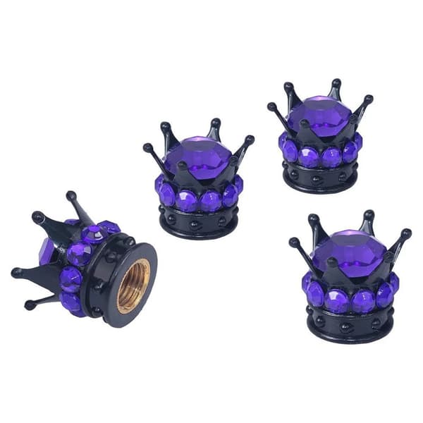 4-pack Crown-däckventilskaftlock med bling, handgjorda kristallstrass