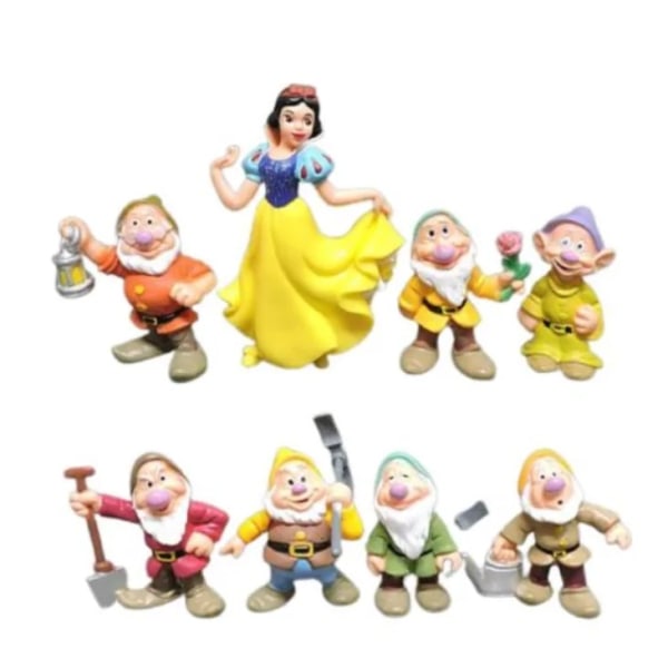 Snow White and the Seven Dwarfs figurer dekorative leker 8 stk sett