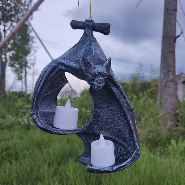 Candlestick Bat Tealight Candlestick Sculpture, Medieval Gothic Hangin