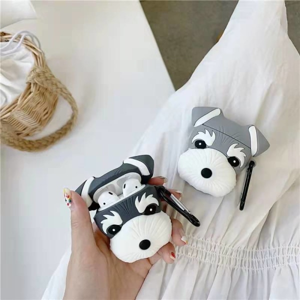 Schnauzer Puppy Mjukt Silikon Hörlurar Skydd, Grå
