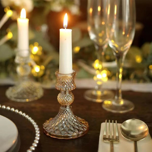 Taper Glas Ljusstake - Bord Ljusstake Hållare för Bröllop Dec