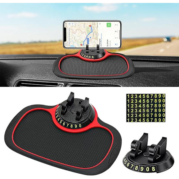 Multifunksjonell sklisikker bilmatte, 360° roterende mobiltelefonholder, vann