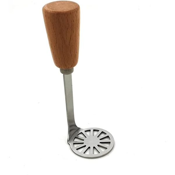 Mini kartoffelmoser med træskridsikkert håndtag, rustfrit stål moser køkkenredskab 1,97\"X5,9\"