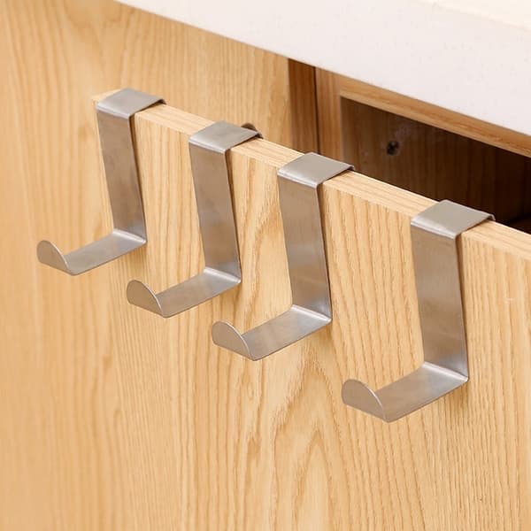 6 rustfrie ståldørkroker, reversible for standarddører og skap,